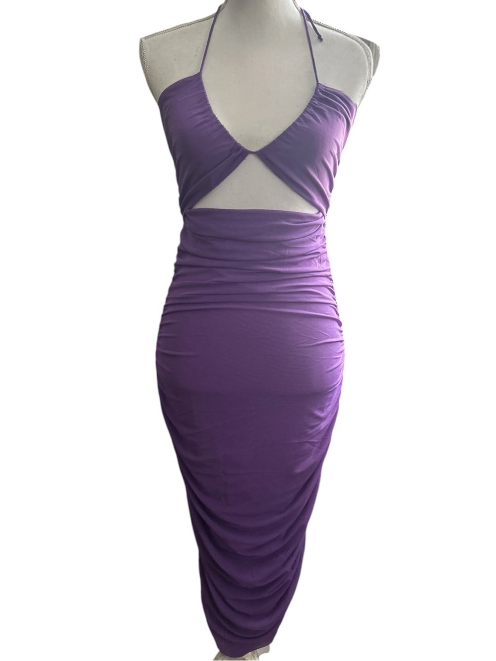 Elegant Purple Halter Cutout Maxi Dress